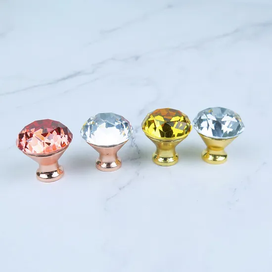 Colorful Simple Crystal Handle Mushroom Knob Luxury Cabinet Crystal Knob Pull Handle