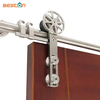 Brushed Rotatable Spoke Wheel Sliding Barn Wood Door Hardware Single Door Kits