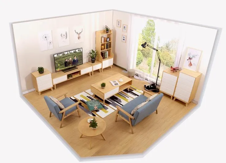 Modern Style Wooden Home Living Room Furniture Coffee Table with TV Stand