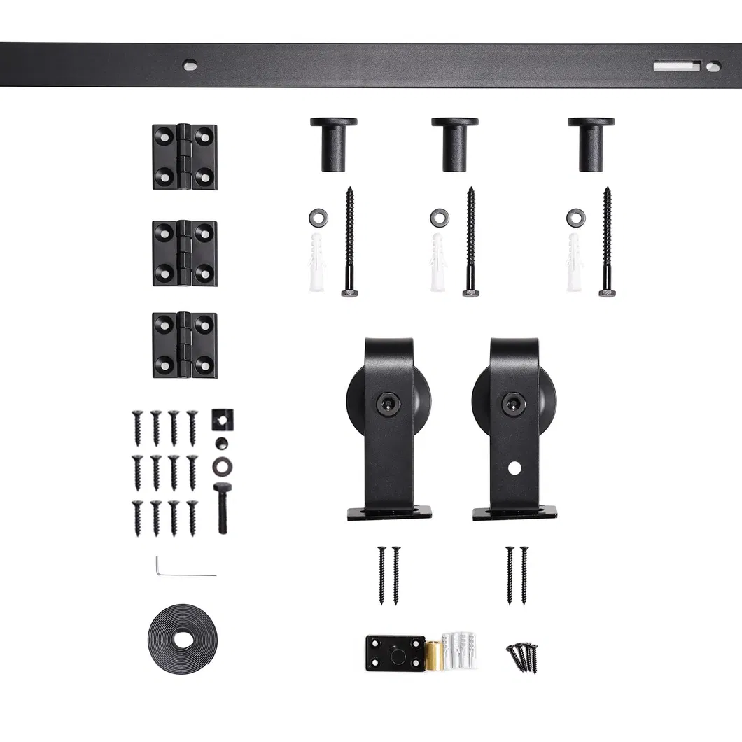 Black Track and Top Mounted Bifold Barn Door Hardware Kit