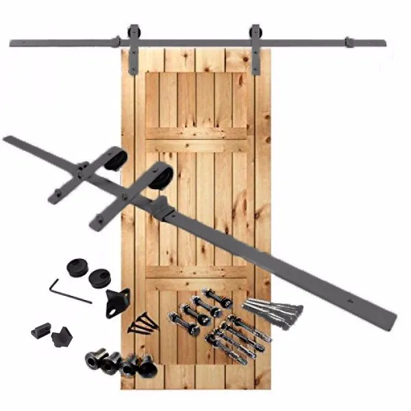 Brushed Rotatable Spoke Wheel Sliding Barn Wood Door Hardware Single Door Kits