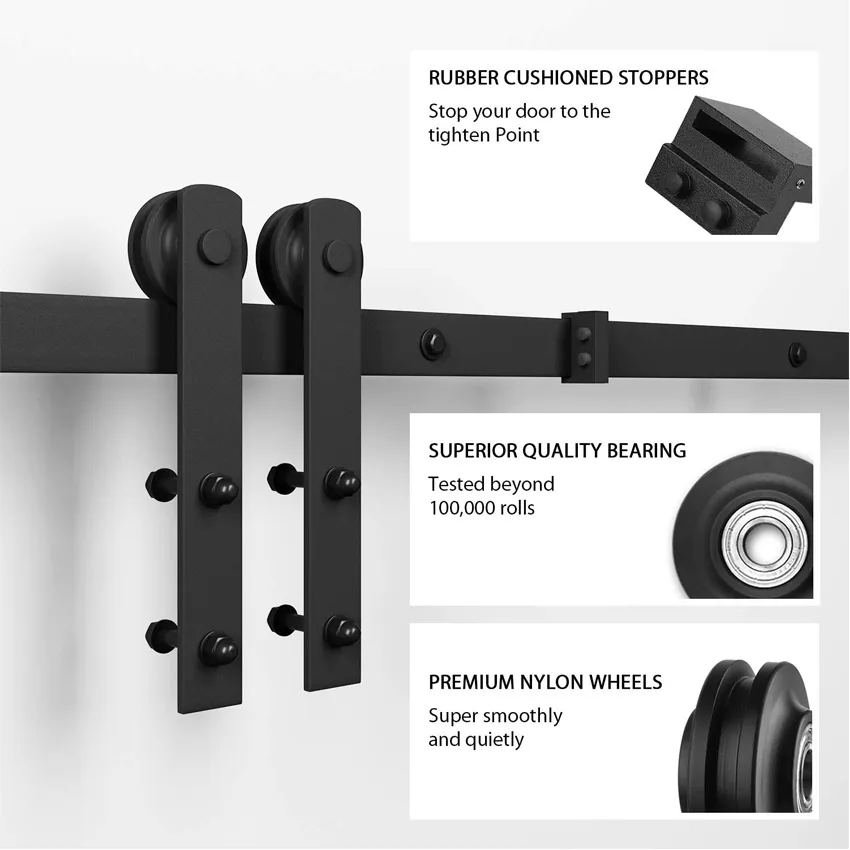 12&quot; Pull and Flush Door Handle Set Black Sliding Barn Door Hardware