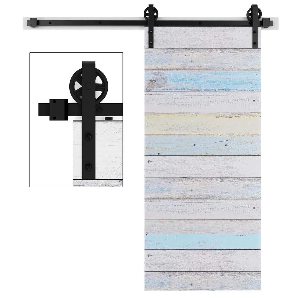 Spoke Wheel Interior Sliding Barn Door Hardware Kit
