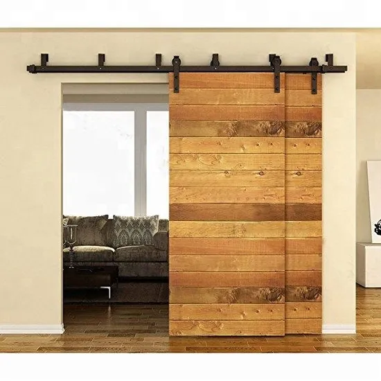Double Wood Doors Kit Sliding Steel Track Bypass Door Hardware