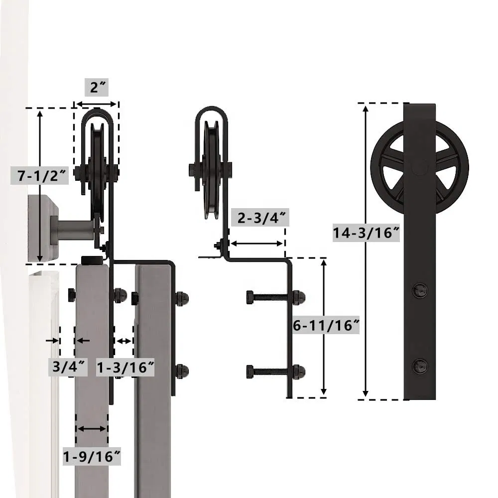 10FT Heavy Duty Single Track Bypass Big Spoke Wheel Sliding Barn Door Hardware