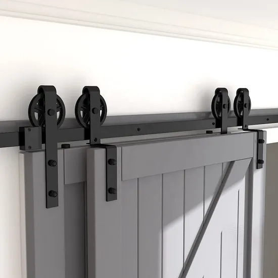 10FT Heavy Duty Single Track Bypass Big Spoke Wheel Sliding Barn Door Hardware