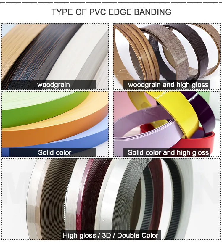 Kitchen Furniture Decorative Plywood Plastic PVC Edge Banding Tape Furniture Edging Trim
