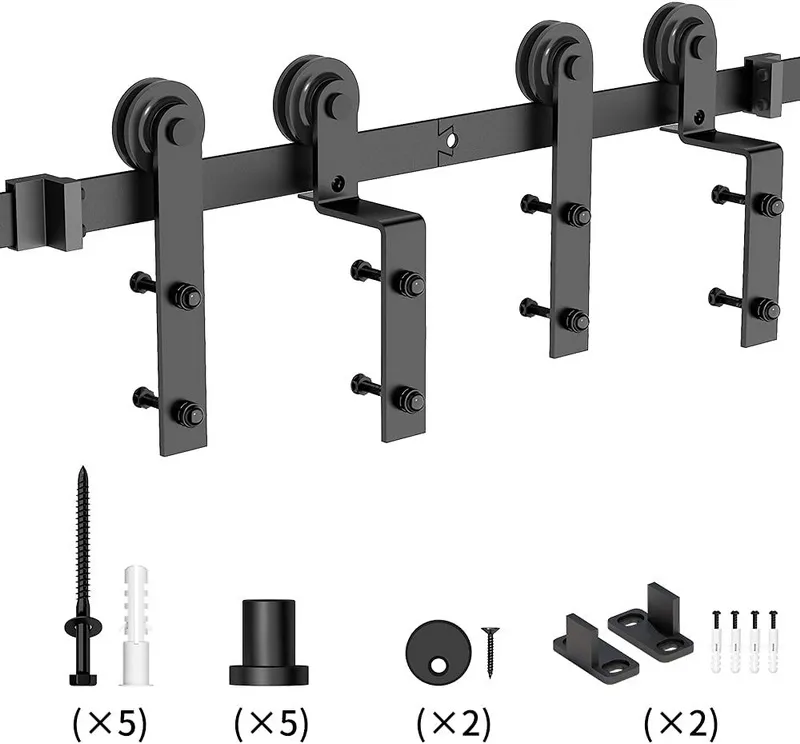 Contemporary Style Interior Bathroom Bypass Sliding Barn Door Hardware Kit