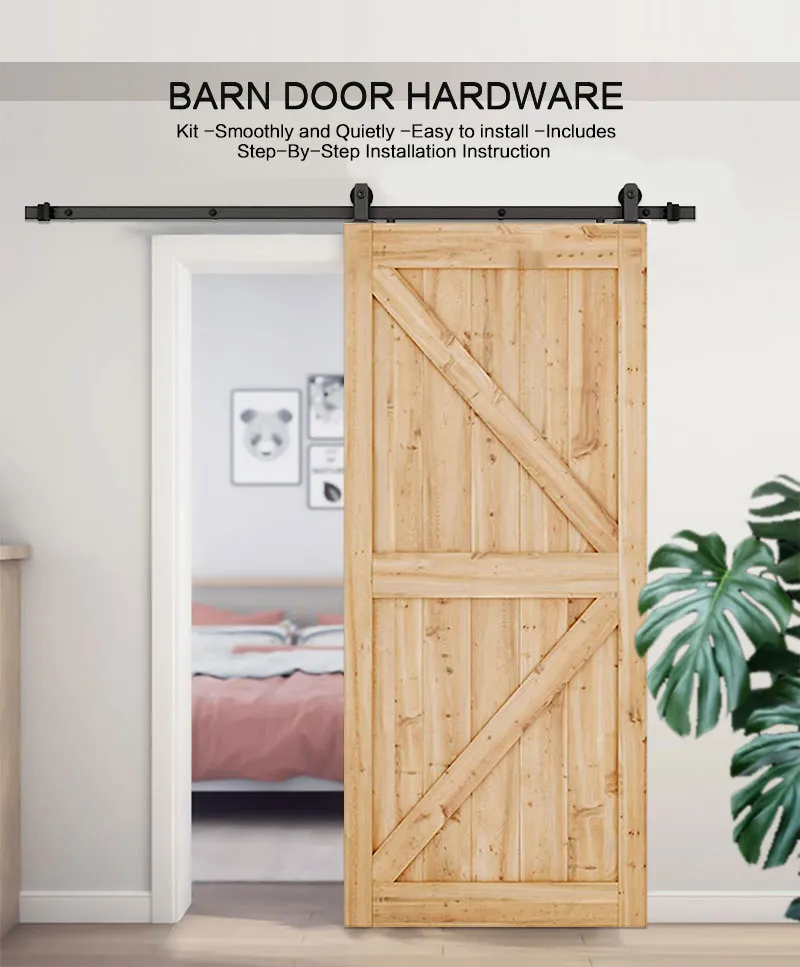 6.6 FT Sliding Barn Door Hardware Track Kit Sliding Door Accessories