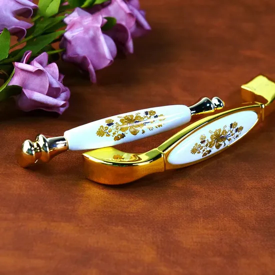 Luxury Furniture Hardware Zinc Alloy Wardrobe Kitchen Drawer Cabinet Cupboard Handle Ceramic