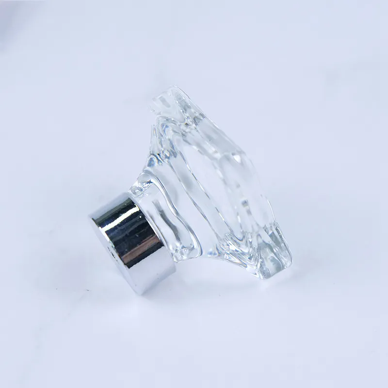 Large Squares Shape Edges Softened Knob Crystal Glass Pull Knobs Door Handles