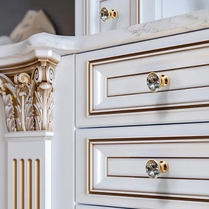 Cupboard Drawer Door Cabinet Pulls Crystal Knob Gold Kitchen Handles