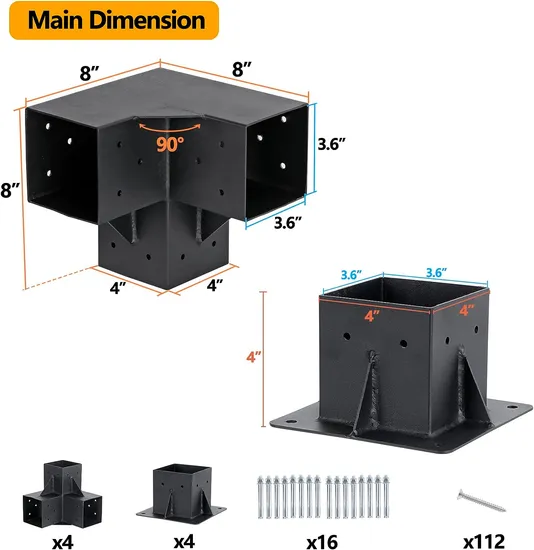 Pergola Kit Elevated Wood Stand Woodwork for 4 