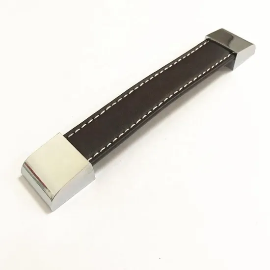 Hardware Kitchen Cabinet Solid Design 160mm Zinc Chrome + Leather Handle Pull