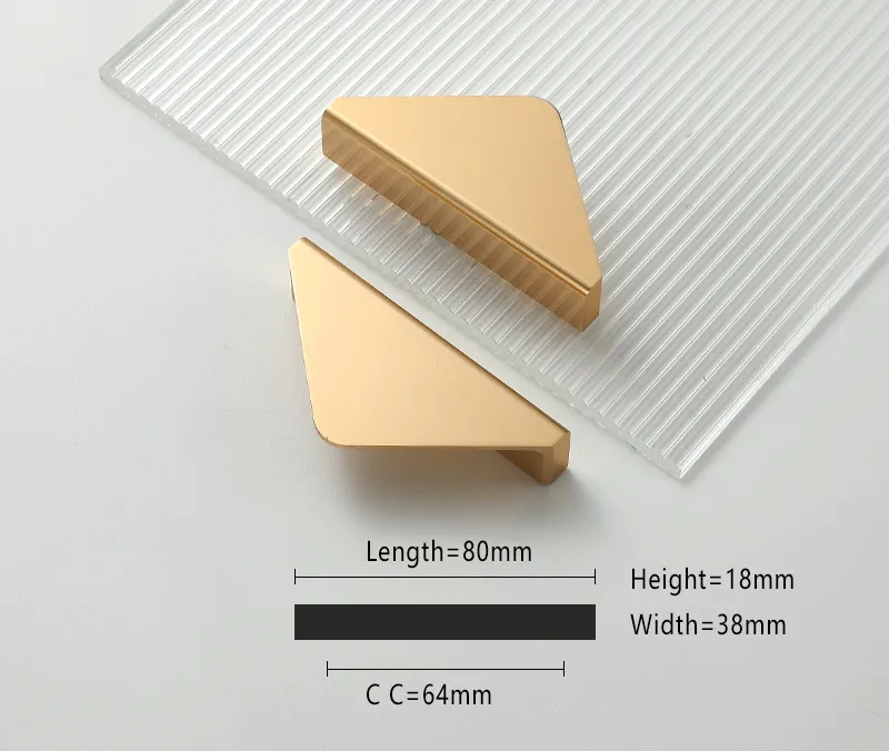 Simple Aluminum Bright Gold Triangle Kitchen Cabinet Pull Handles Cabinet Door Handle