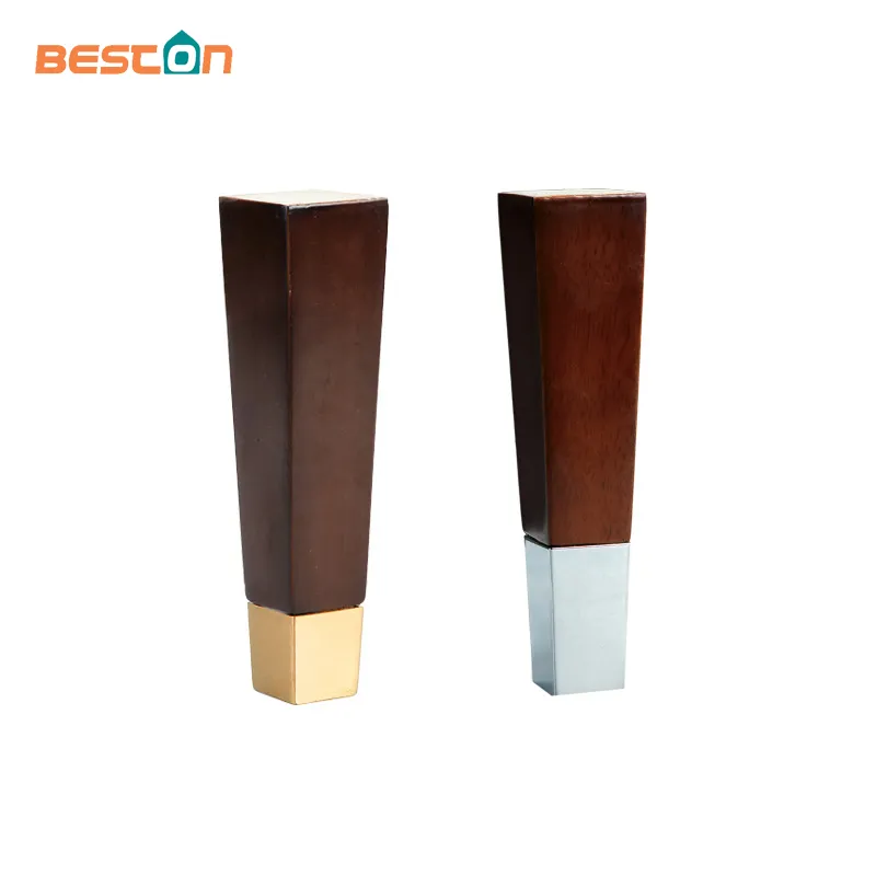 Shaped Turned Wooden Feet Furniture Bed Sofa Legs with Metal Leg Cups