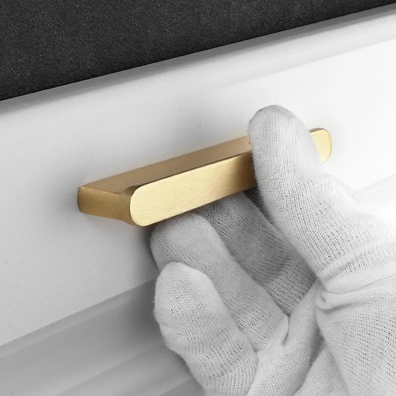 Furniture Hardware Solid Aluminum Pull Handle Black Gold Modern Drawer Cabinet Handles