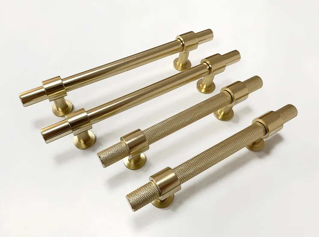 Furniture Handles Aluminum Alloy Brass Gold T Bar Knurling Cabinet Cupboard Handle