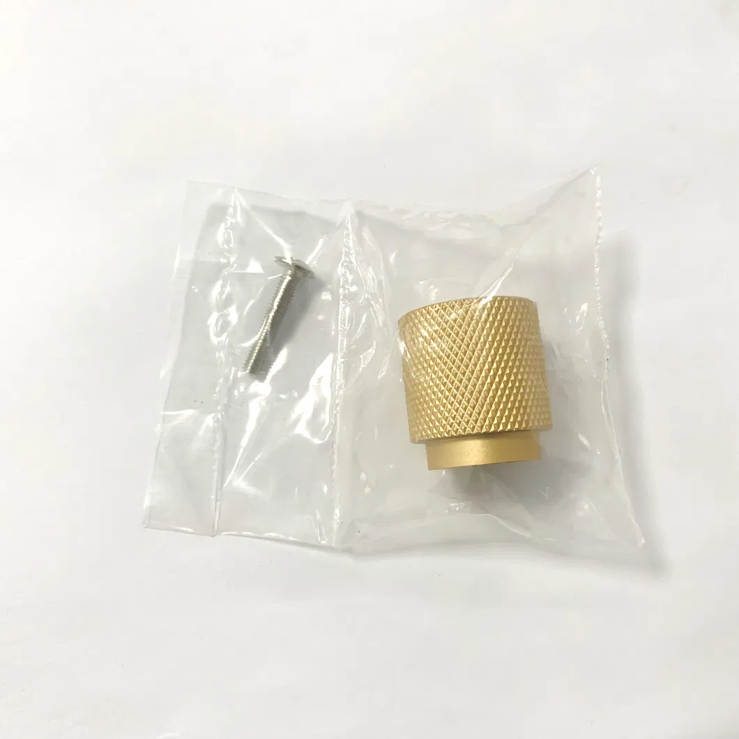 Aluminum Cabinet Door Knob Gold Black Knurled Furniture Drawer Handle Knob