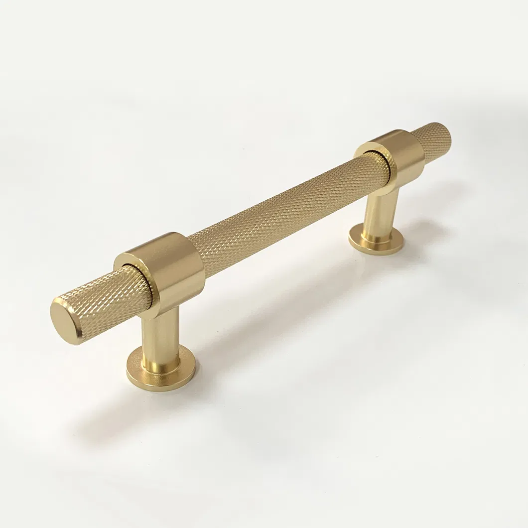 Furniture Handles Aluminum Alloy Brass Gold T Bar Knurling Cabinet Cupboard Handle
