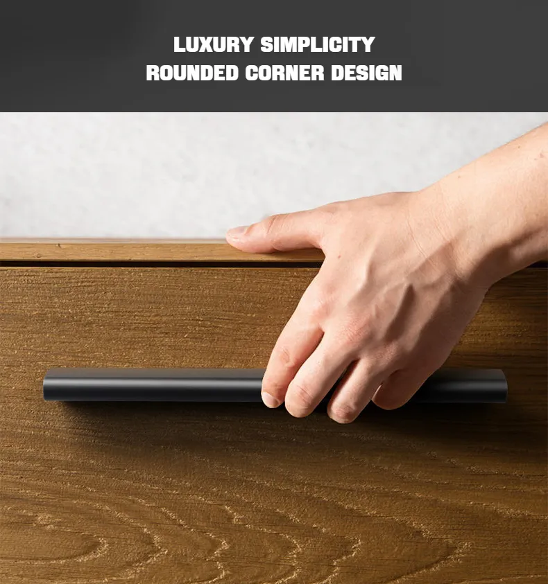 Aluminum Furniture Accessories Wardrobe Drawer Handles Matt Black Kitchen Cabinet Pull Handle