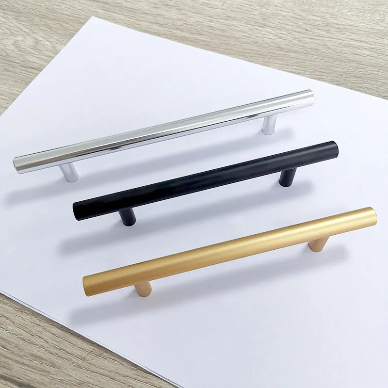Modern Cabinet Drawer Handles Matt Gold Black Furniture Kitchen Aluminum 96mm Handle