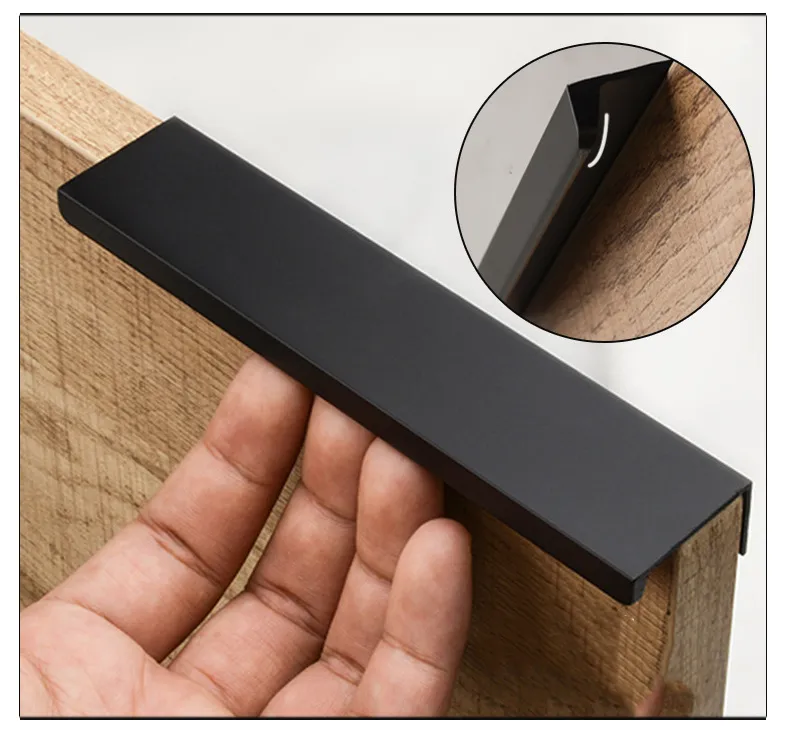 Minimal No-Punch Cupboard Narrow Edge Closet Door Handle