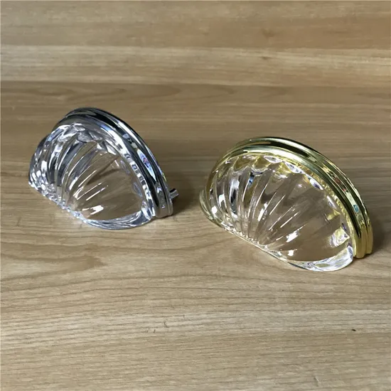 Shell Design Pin Cabinet Kitchen Crystal K9 Chrome and Gold Cup Pull