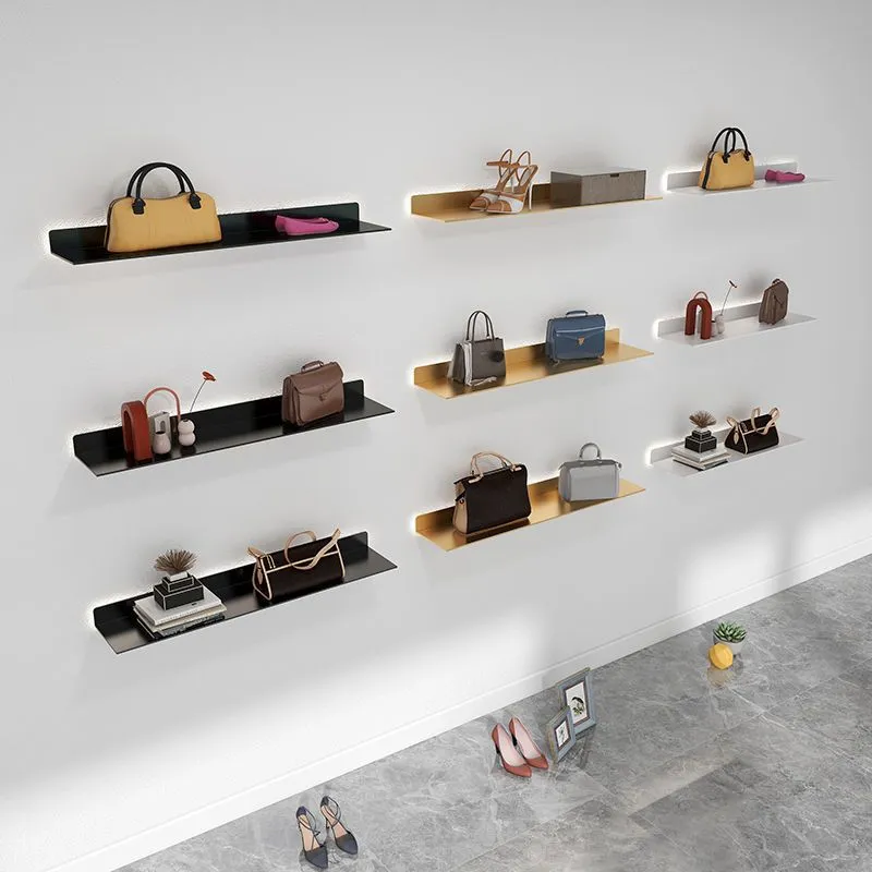 Shelving with LED Light Display Rack Wall-Mounted White Lighting Bookshelf