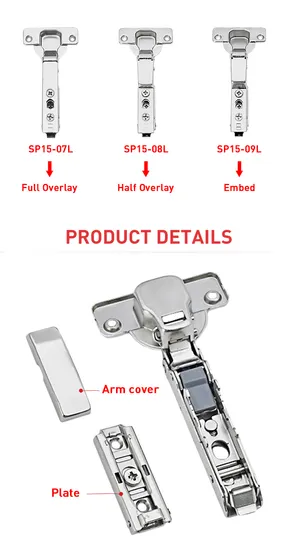 Concealed Liner Plate Cabinet Hydraulic Clip on Soft Close 3D Hinge