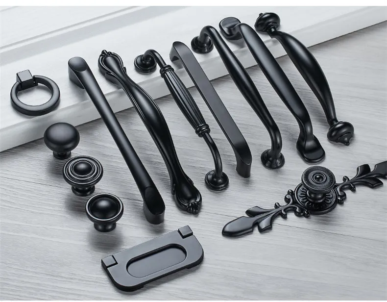 American Classic Furniture Bedroom Matt Black Zinc Alloy 96mm Kitchen Cabinet Handle