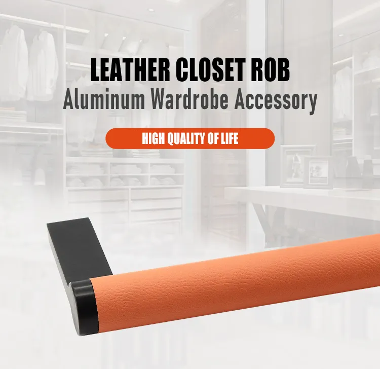 Wardrobe Accessories Leather Clothes Hanging Bar Space Saving Oval Closet Rod