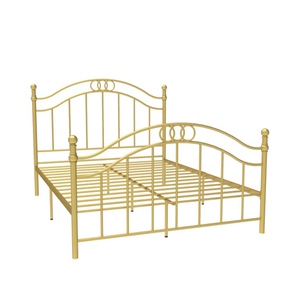 Metallic Beds Single Double King Full Size White Gold Metal Bed Frame
