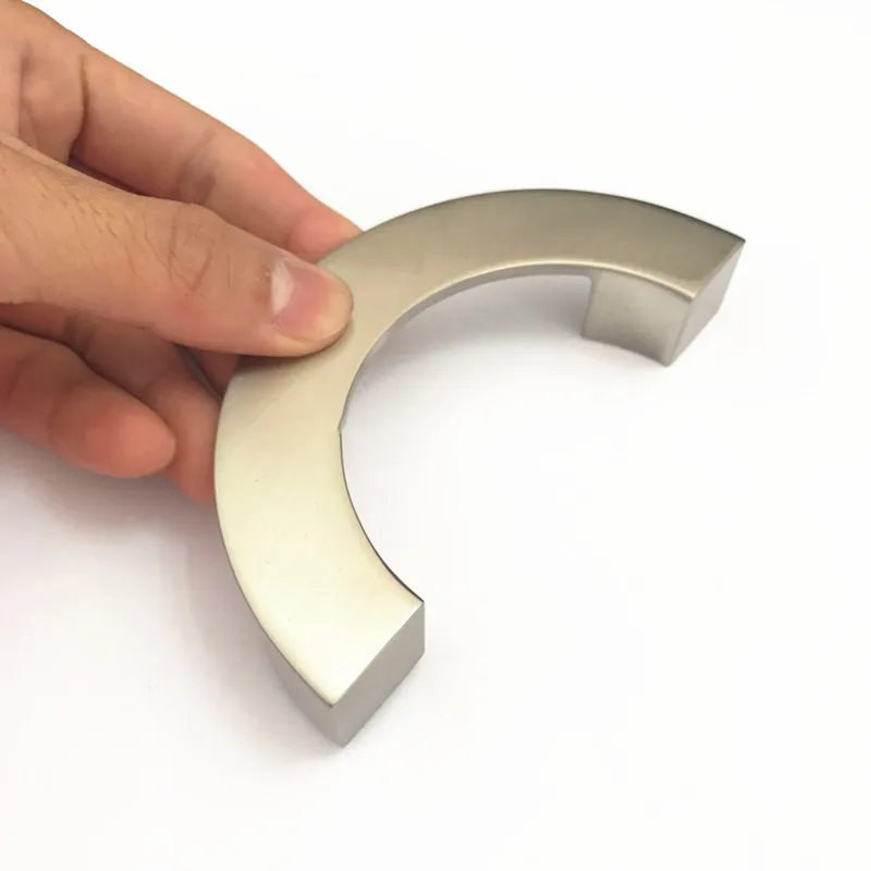 Brushed Nickel Cabinet Zinc Alloy C Design Shape Handles Dresser Pulls