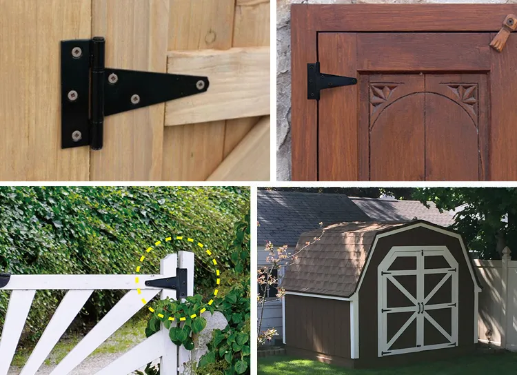 T-Strap Heavy Duty Shed Door Hinges Gate Strap Hinges Black Tee Hinge