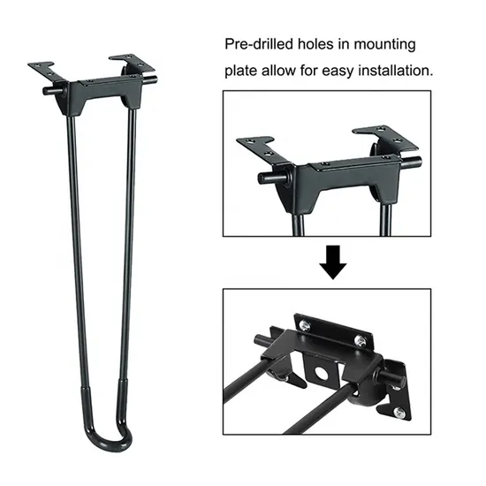 Metal Iron Furniture Desk Coffee Dining Table Mini Hairpin Legs