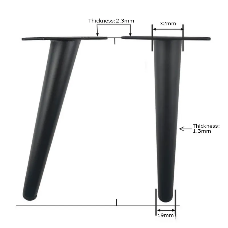 Metal Furniture Conical Black Sofa Wardrobe Cabinet Furniture Leg Table Legs