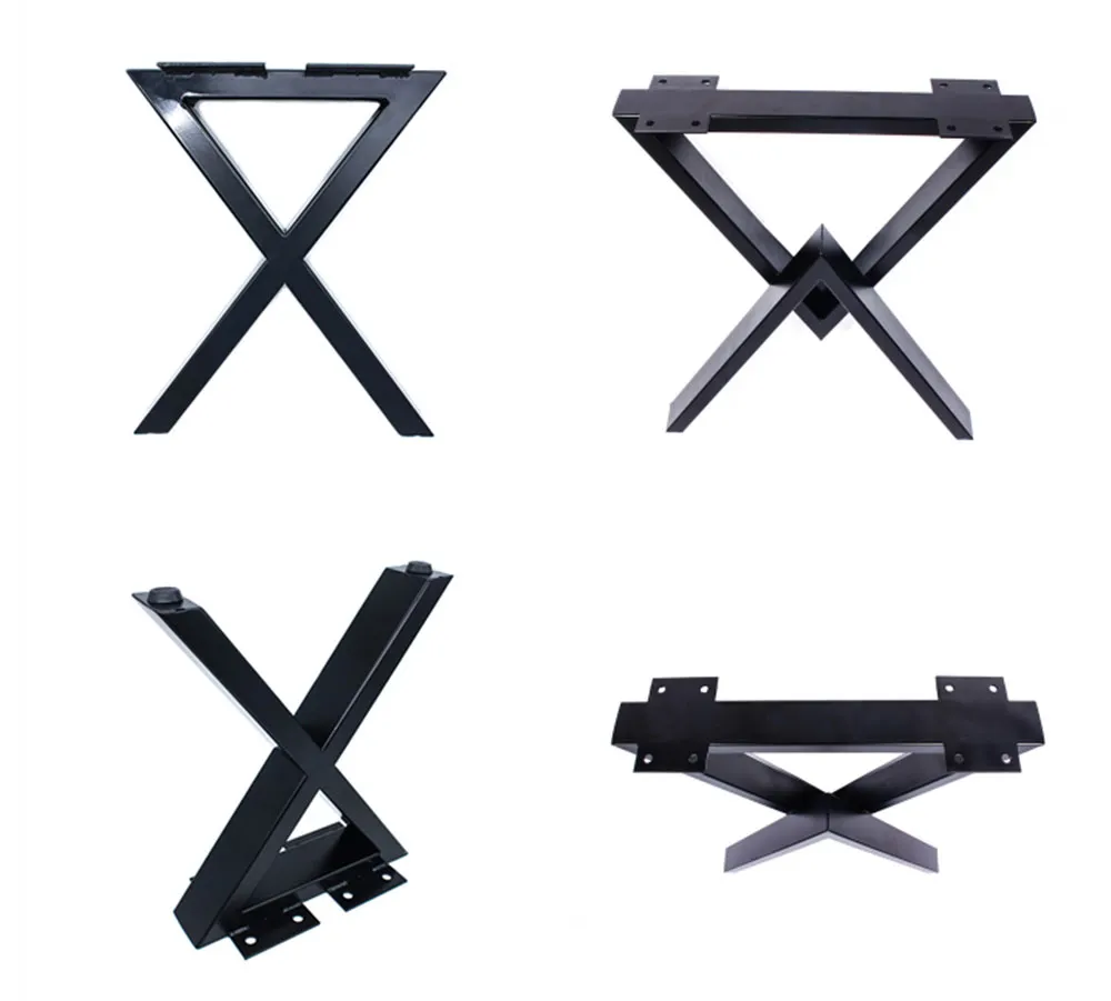 Heavy Duty Furniture Restaurant Dinning Desk Feet Metal Shape X Table Legs