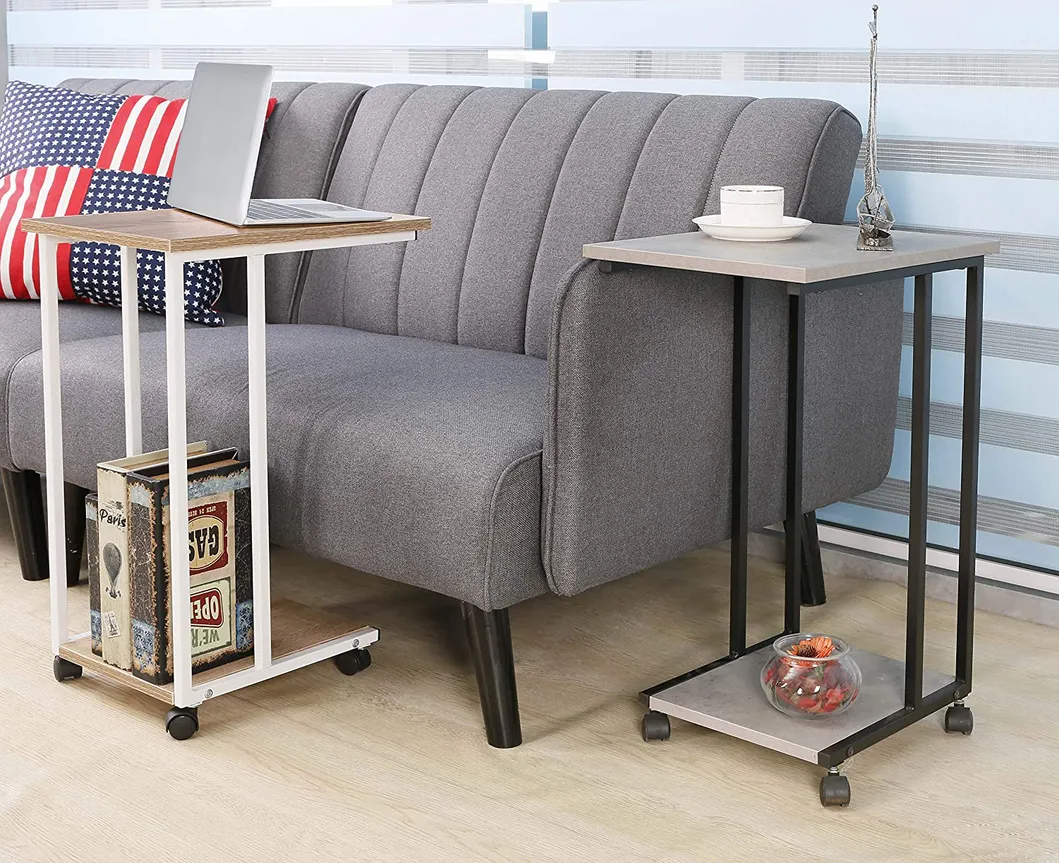 Modern Mobile Snack Nightstand L Sofa Table Frame