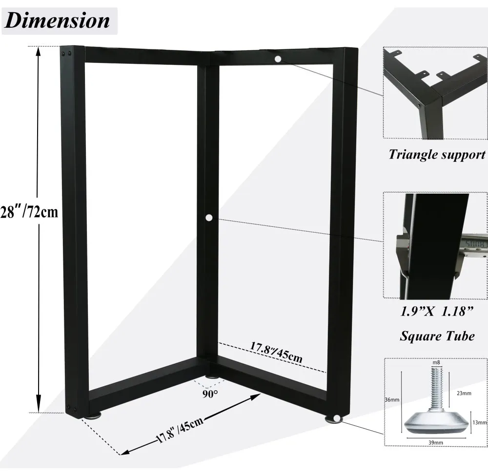 Black Steel Coffee Office Computer Desk Industrial Kitchen Table Legs
