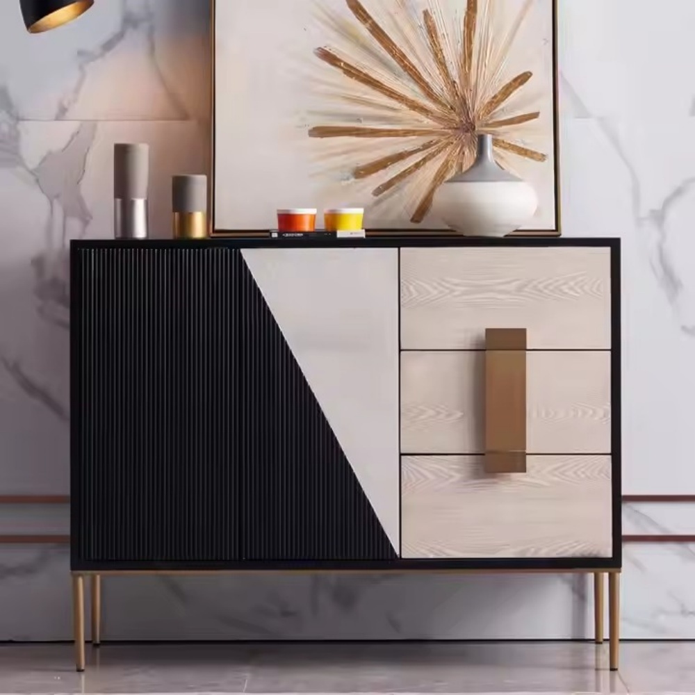 Modern Simple Solid Wood Sideboard - Multifunctional Dining Storage with 3 Drawers