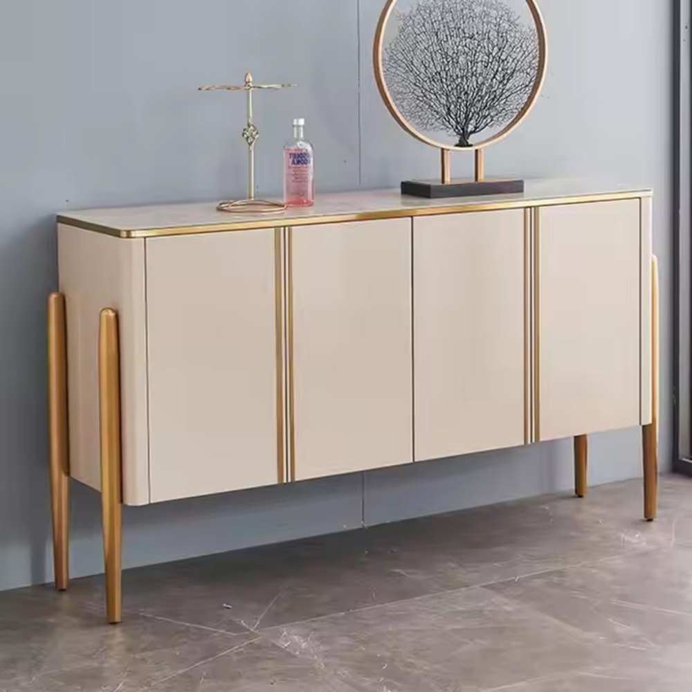 Luxury Modern Chinese Neoclassical Wall-Mounted Solid Wood Entrance Side Cabinet with Storage