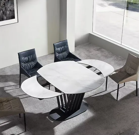 Luxury Design Modern Round Marble Top Multi-Functional 8 Seater Dining Table Set
