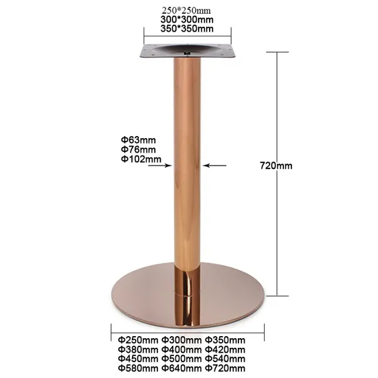 Bistro Design Round Rose Gold Stainless Steel Furniture Table Legs Table Base