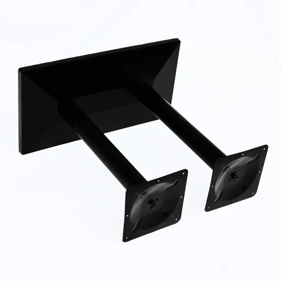 Square Black Metal Customized 2 Table Legs Frame Bottom Metal Table Base