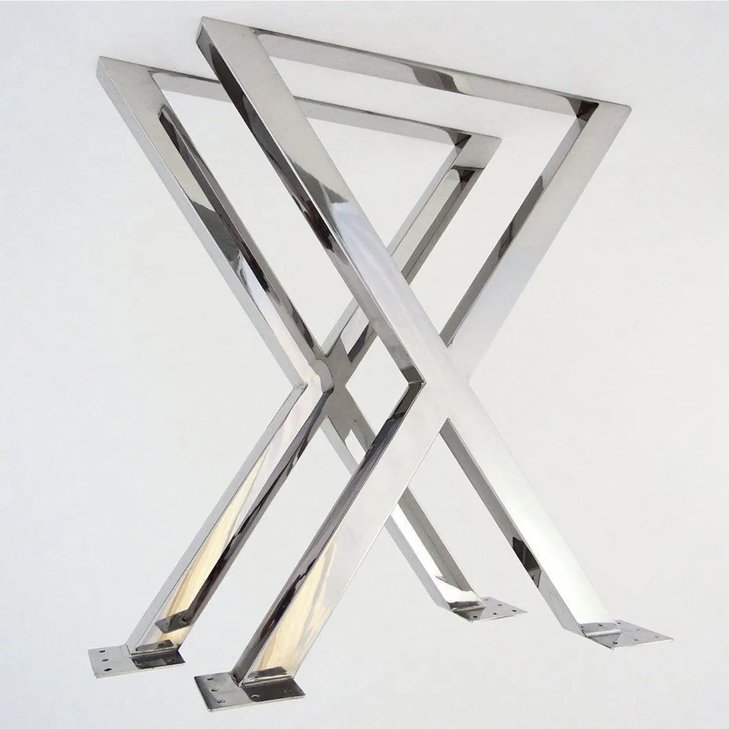Modern Restaurant Bench Desk Metal Coffee Dining X Shape Square Table Legs