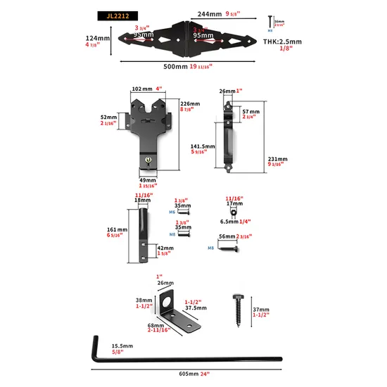 Gate Hinge Gate Latch Door Drop Rod Metal Black Wood Fence Hardware