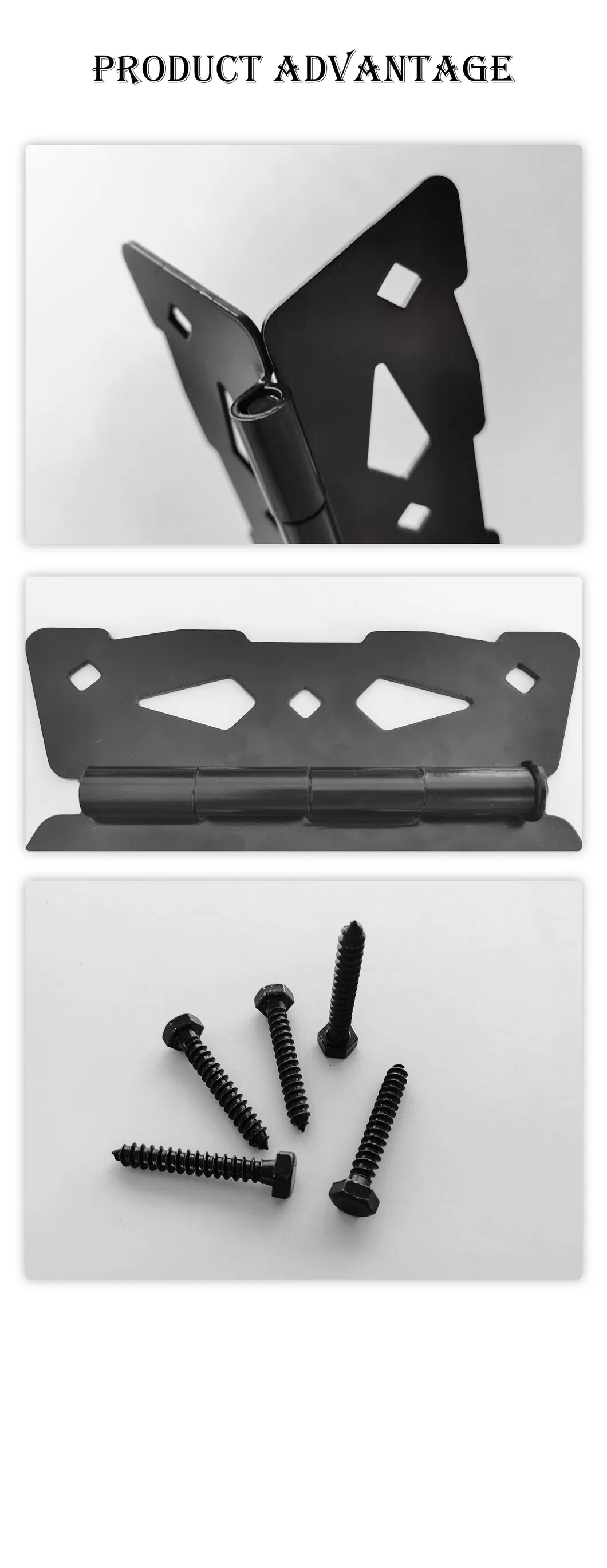Black Butterfly Type Hinge for Wood Gate Door with One Pair