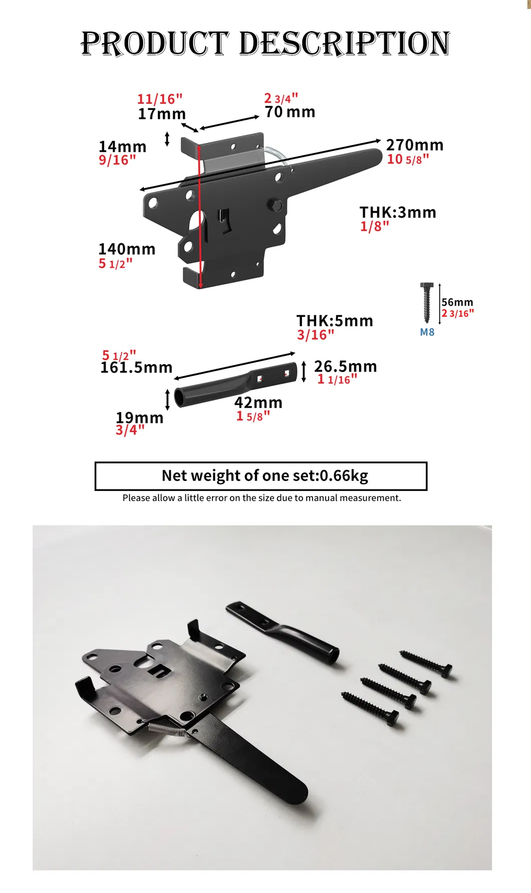 Vinyl Adjustable Self Locking Spring Hatchet Gate Lock Latch Door &amp; Window Hinges