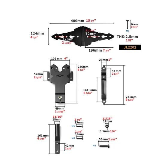 Gate Hinge Gate Latch Metal Black Wood Fence Hardware